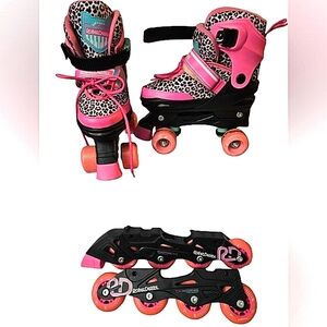 Pink Roller Derby 2in1 Adjustable Skates Size 3-6